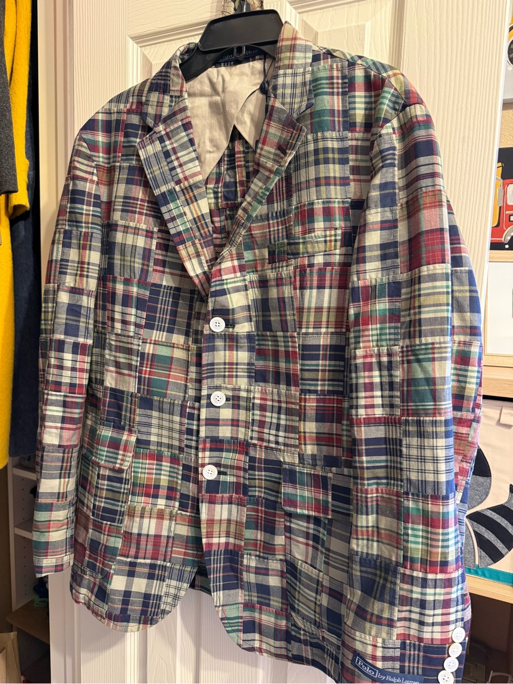 Polo by Ralph Lauren Multicolor Plaid Patchwork Blazer